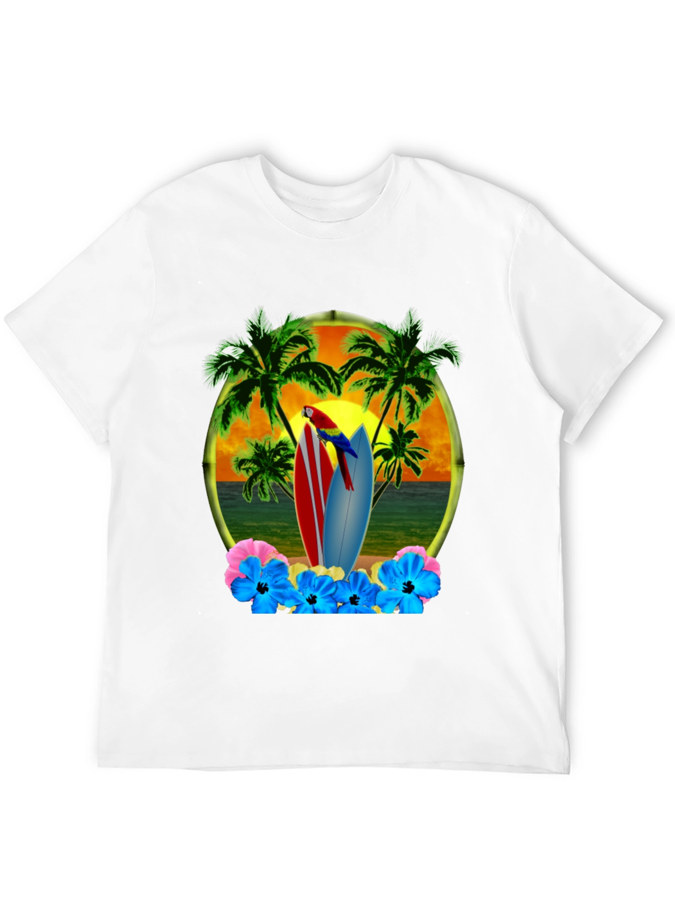 Tropical Beach Surfboard T-Shirt