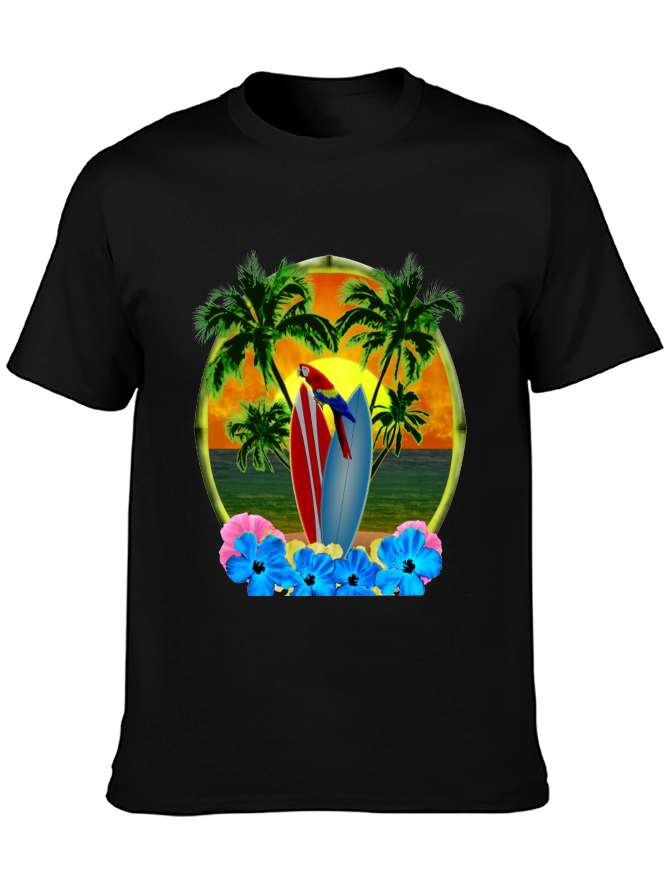 Tropical Beach Surfboard T-Shirt
