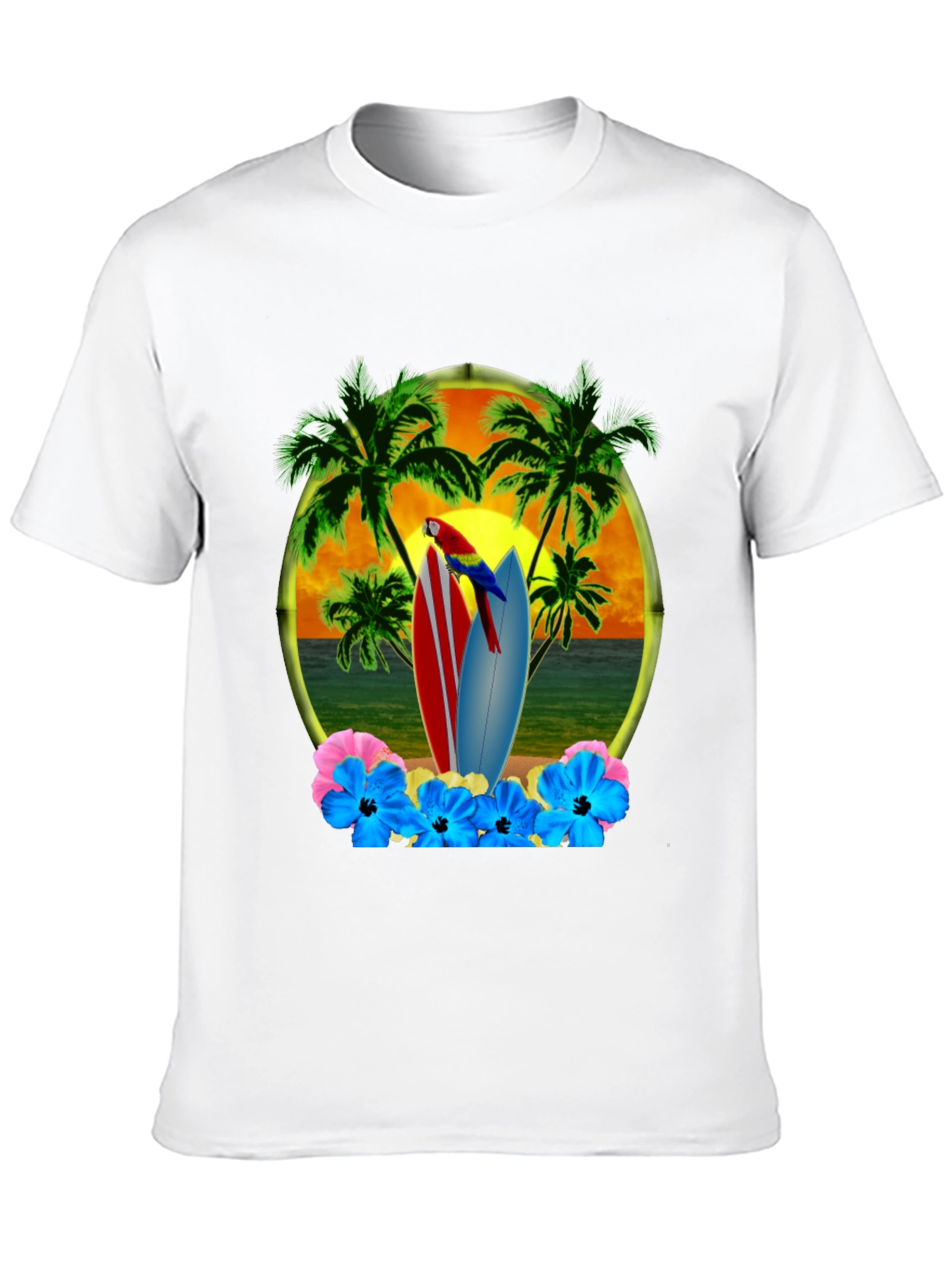 Tropical Beach Surfboard T-Shirt