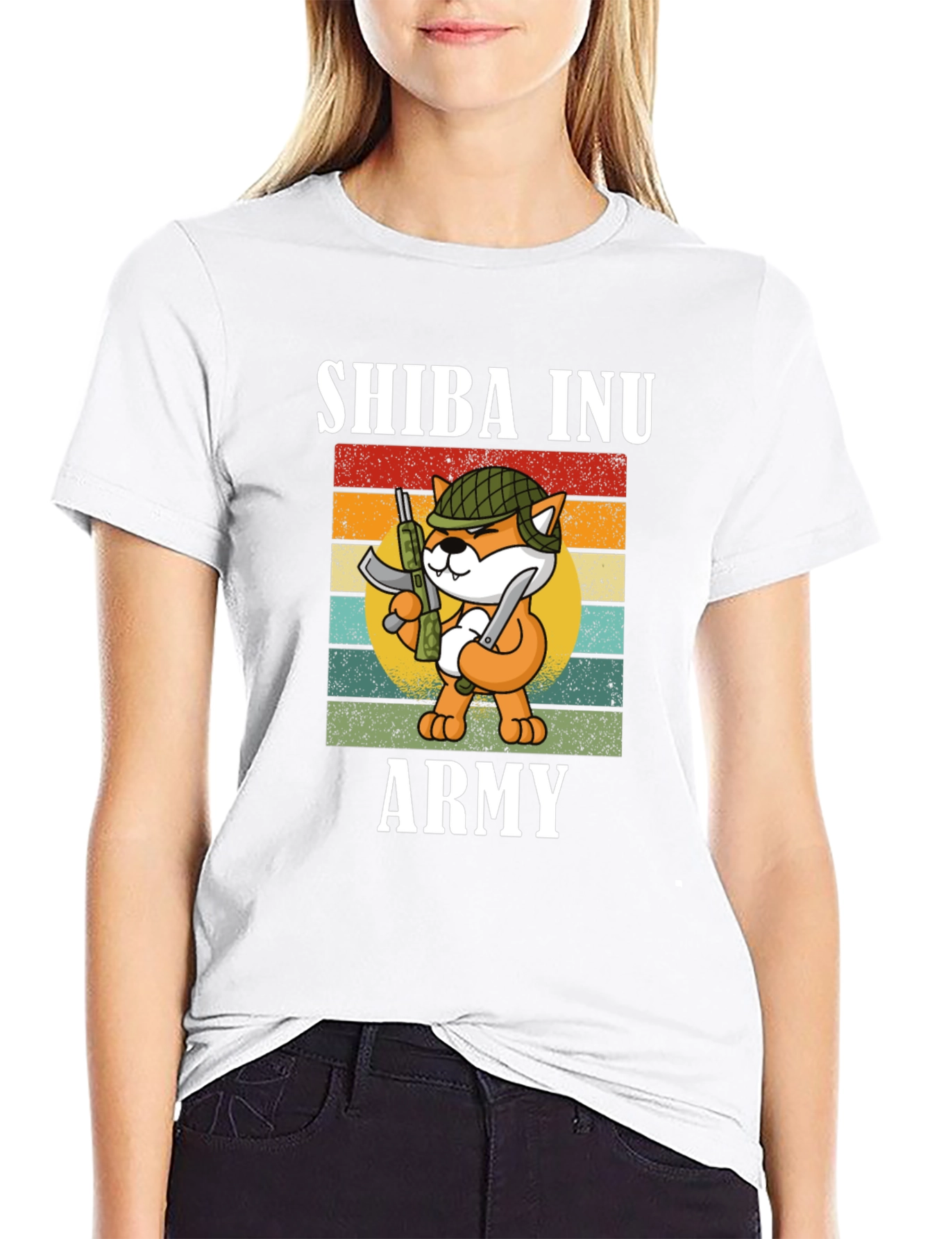 Shiba Inu Army Graphic Tee - Black Cotton T-Shirt
