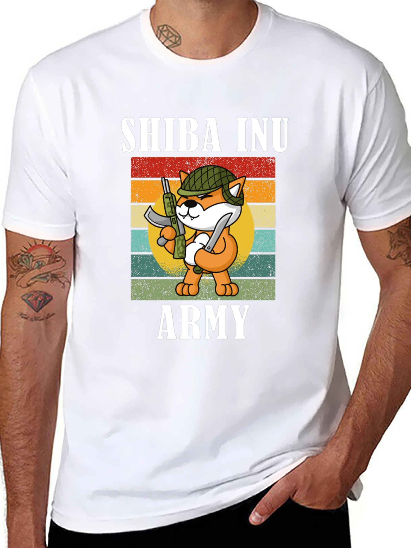 Shiba Inu Army Graphic Tee - Black Cotton T-Shirt