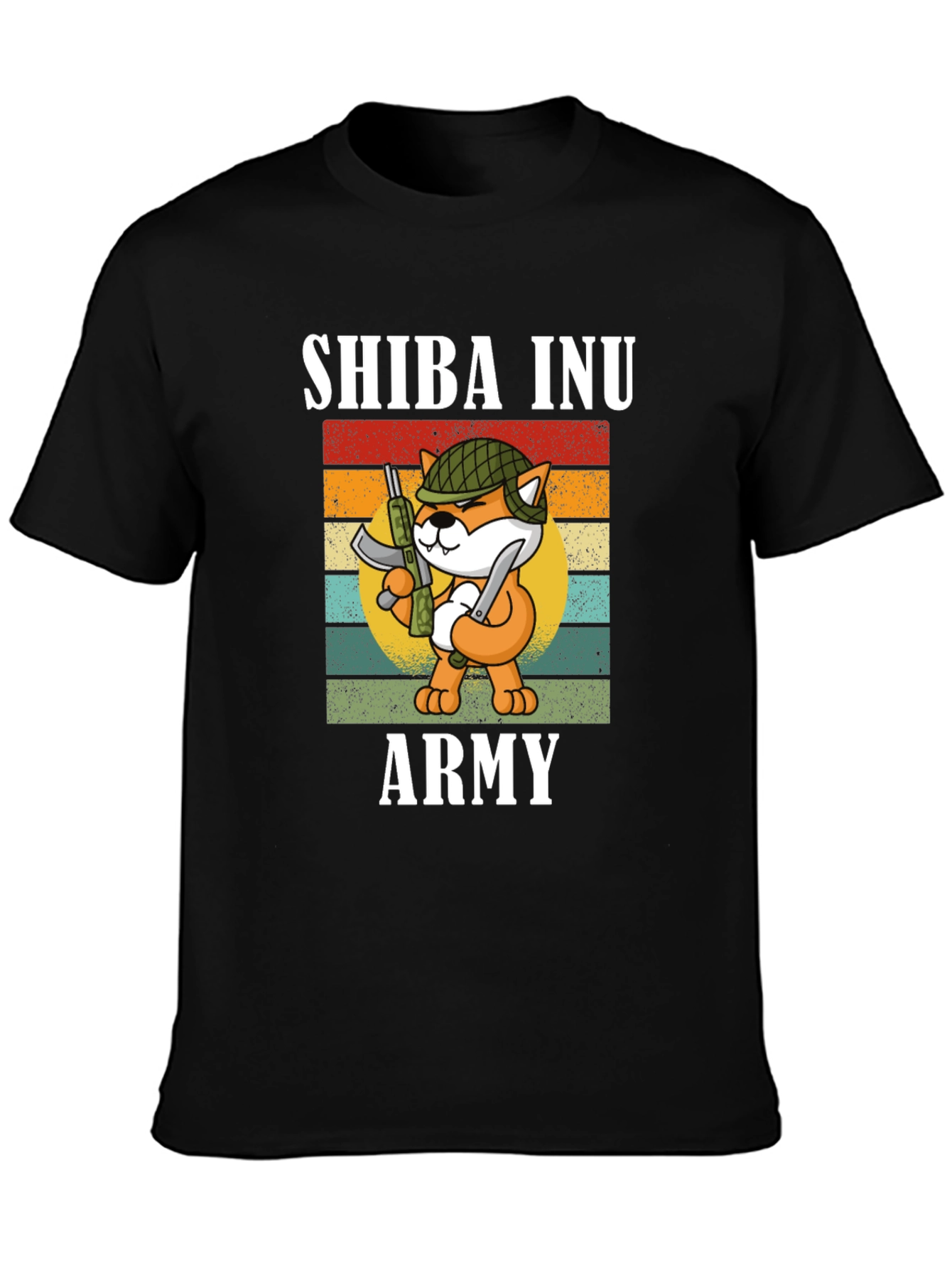 Shiba Inu Army Graphic Tee - Black Cotton T-Shirt