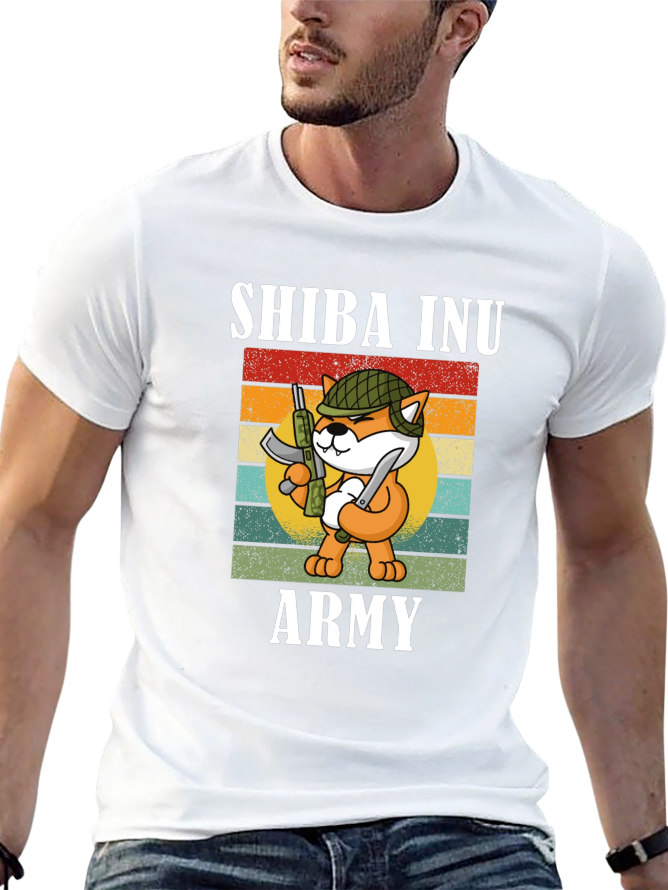 Shiba Inu Army Graphic Tee - Black Cotton T-Shirt