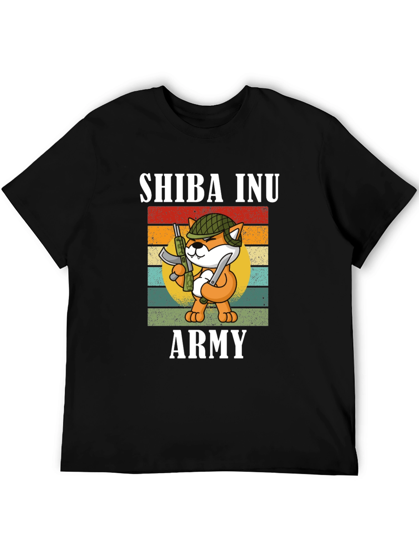 Shiba Inu Army Graphic Tee - Black Cotton T-Shirt