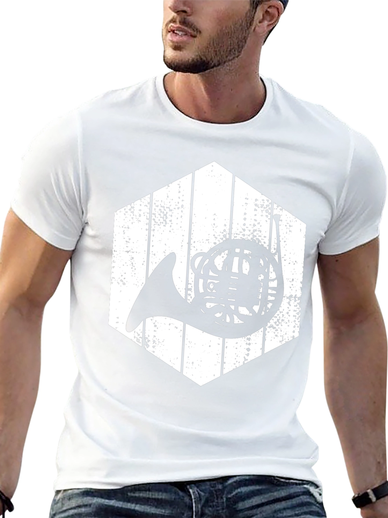French Horn Hexagon Graphic T-Shirt
