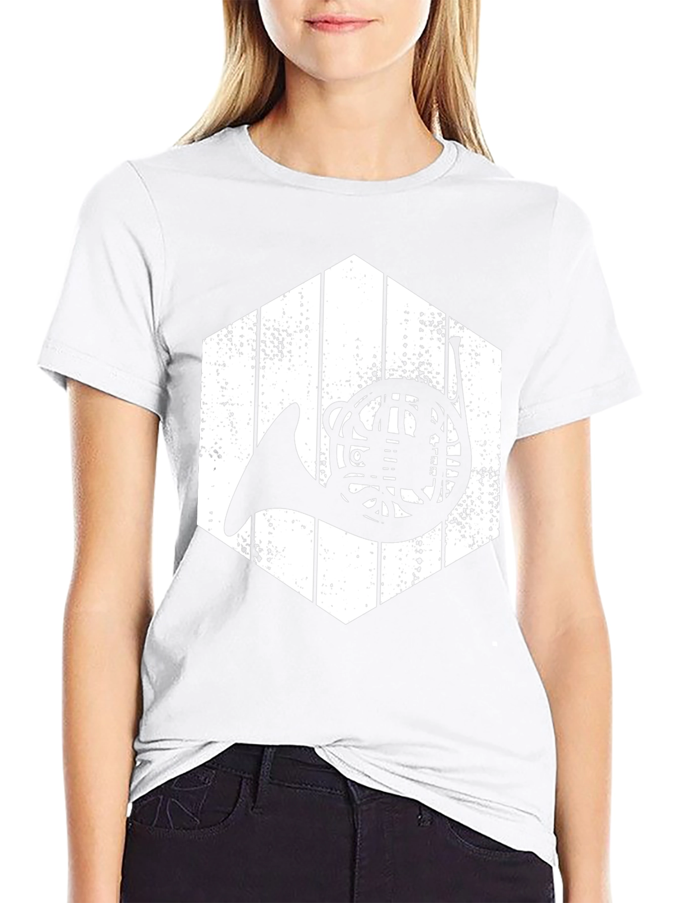 French Horn Hexagon Graphic T-Shirt