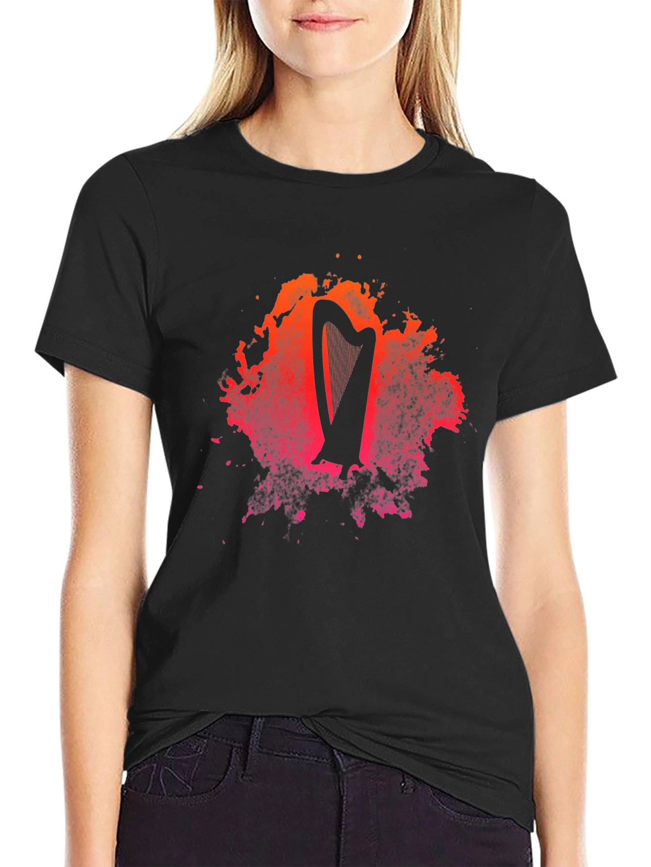 Harp Graphic Black T-Shirt