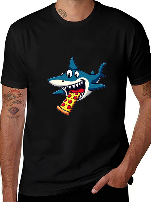 Shark Eating Pizza Graphic T-Shirt