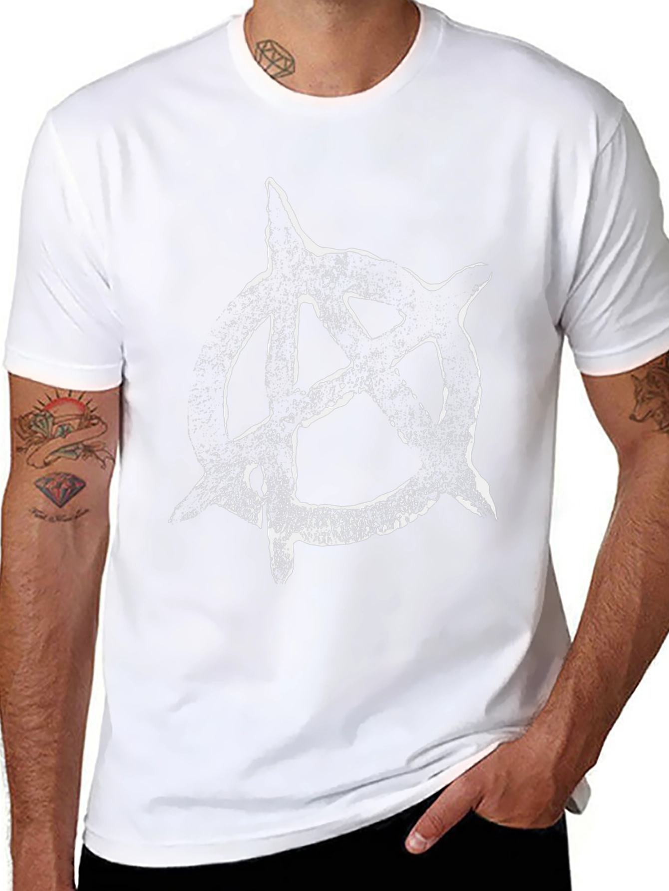 Anarchy Symbol Graphic T-Shirt - Black Cotton Blend