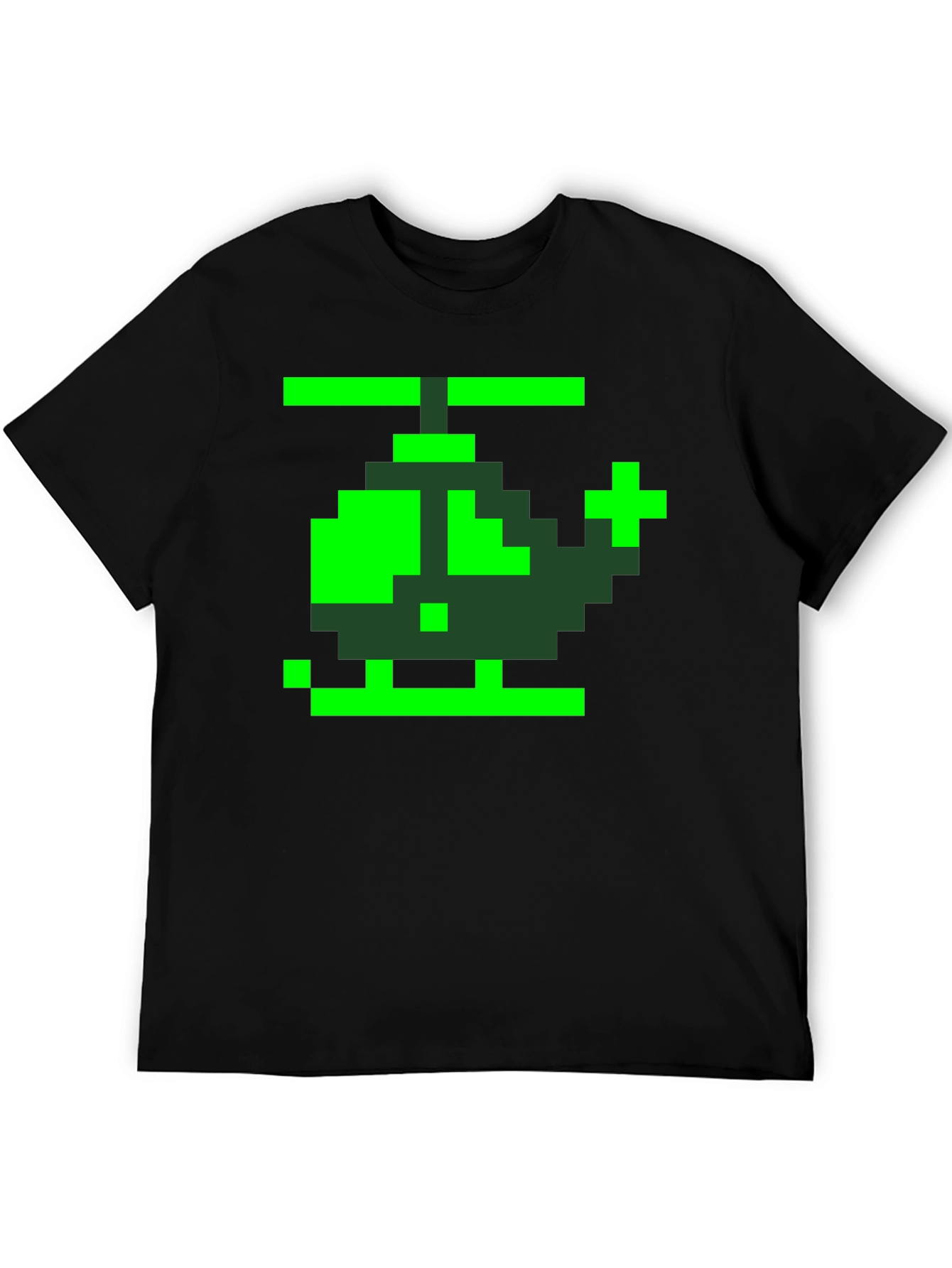 Retro Pixel Helicopter Graphic Tee - Black