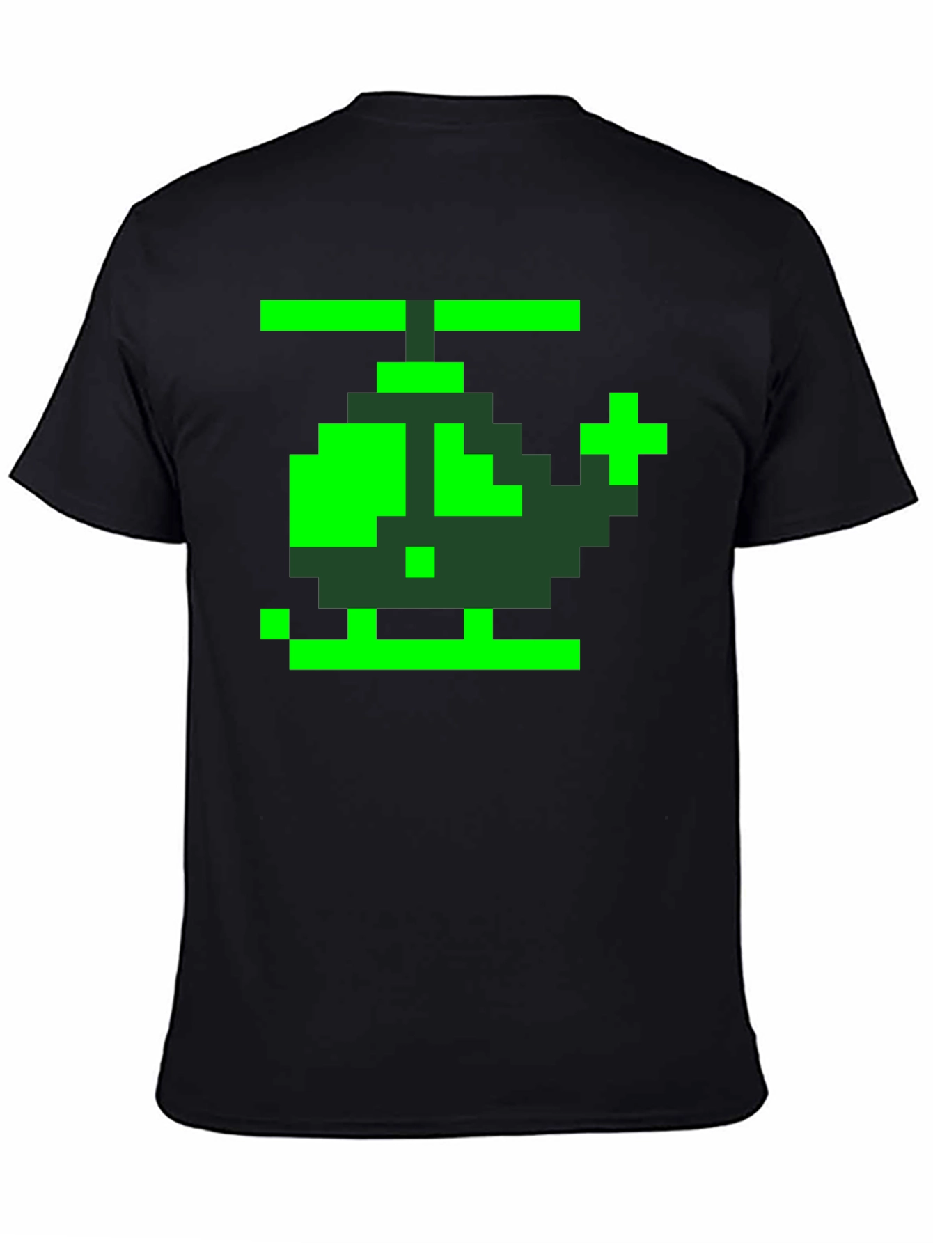 Retro Pixel Helicopter Graphic Tee - Black