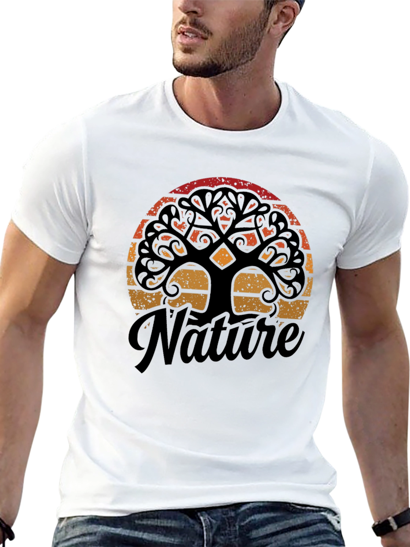 Nature Tree Graphic Black T-Shirt