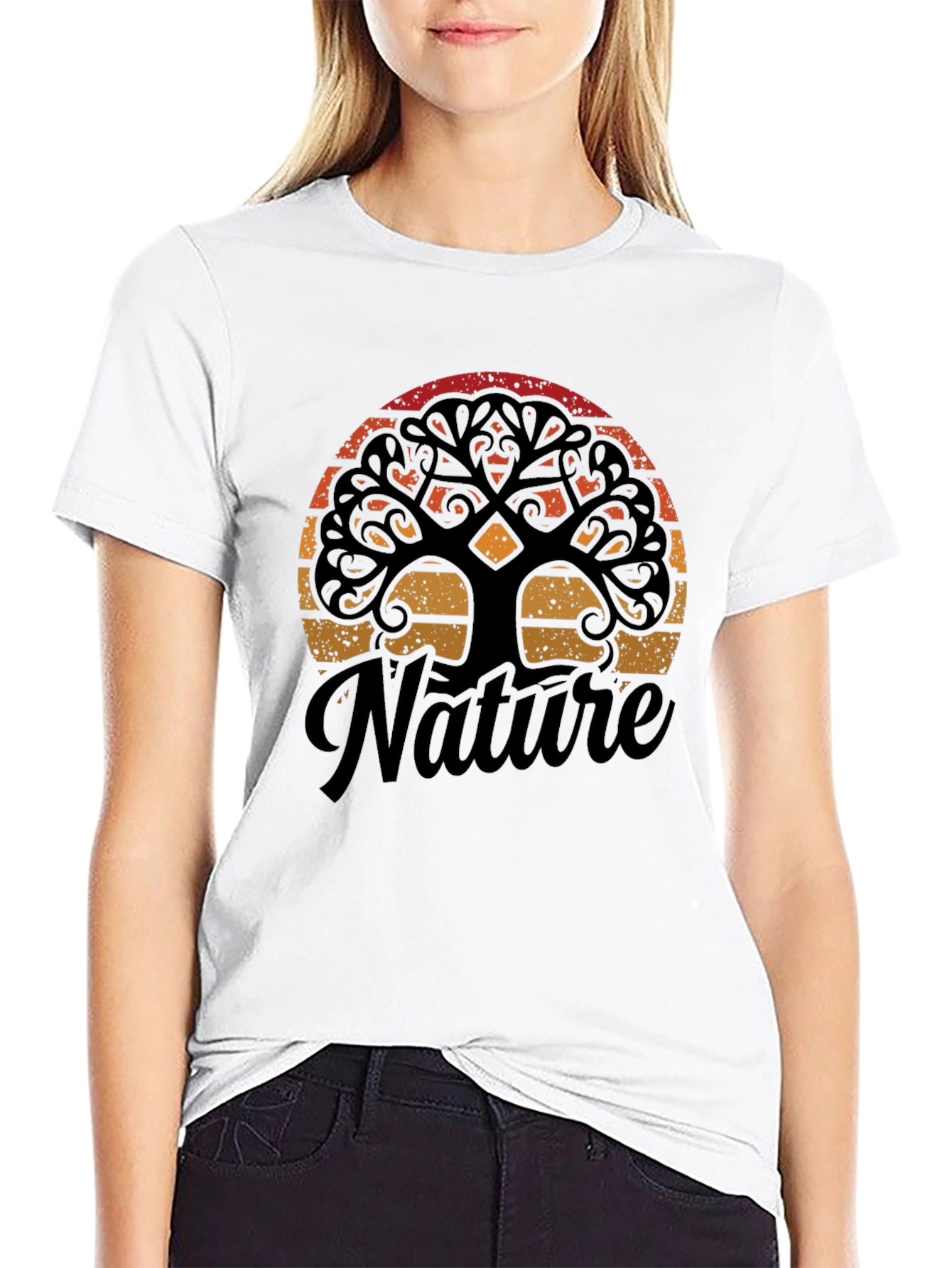 Nature Tree Graphic Black T-Shirt