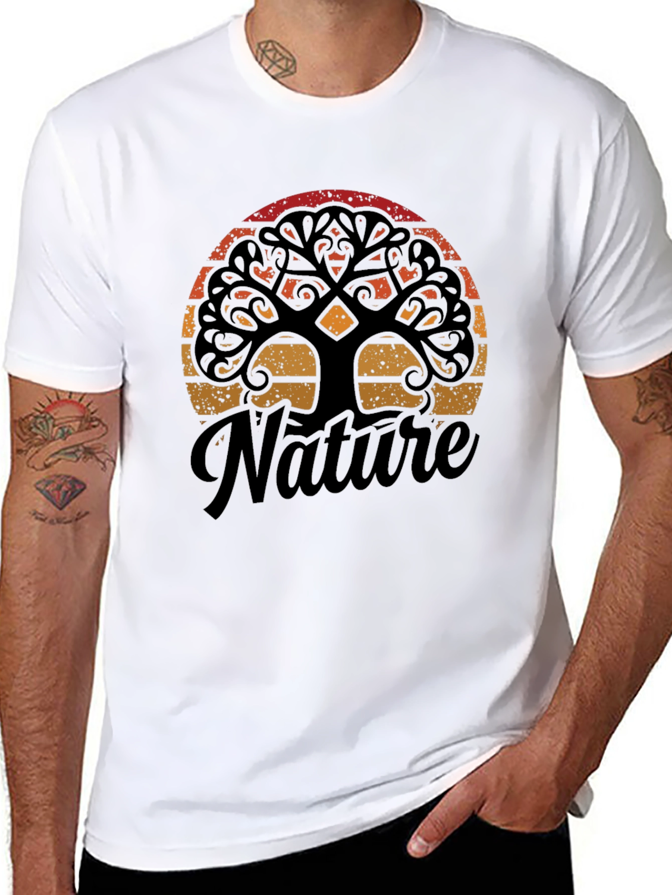 Nature Tree Graphic Black T-Shirt