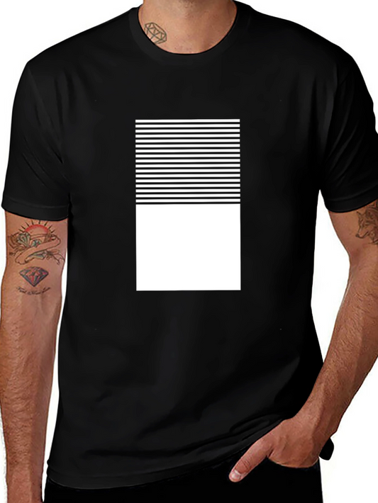 Modern Graphic Tee - Black with White Stripe Design