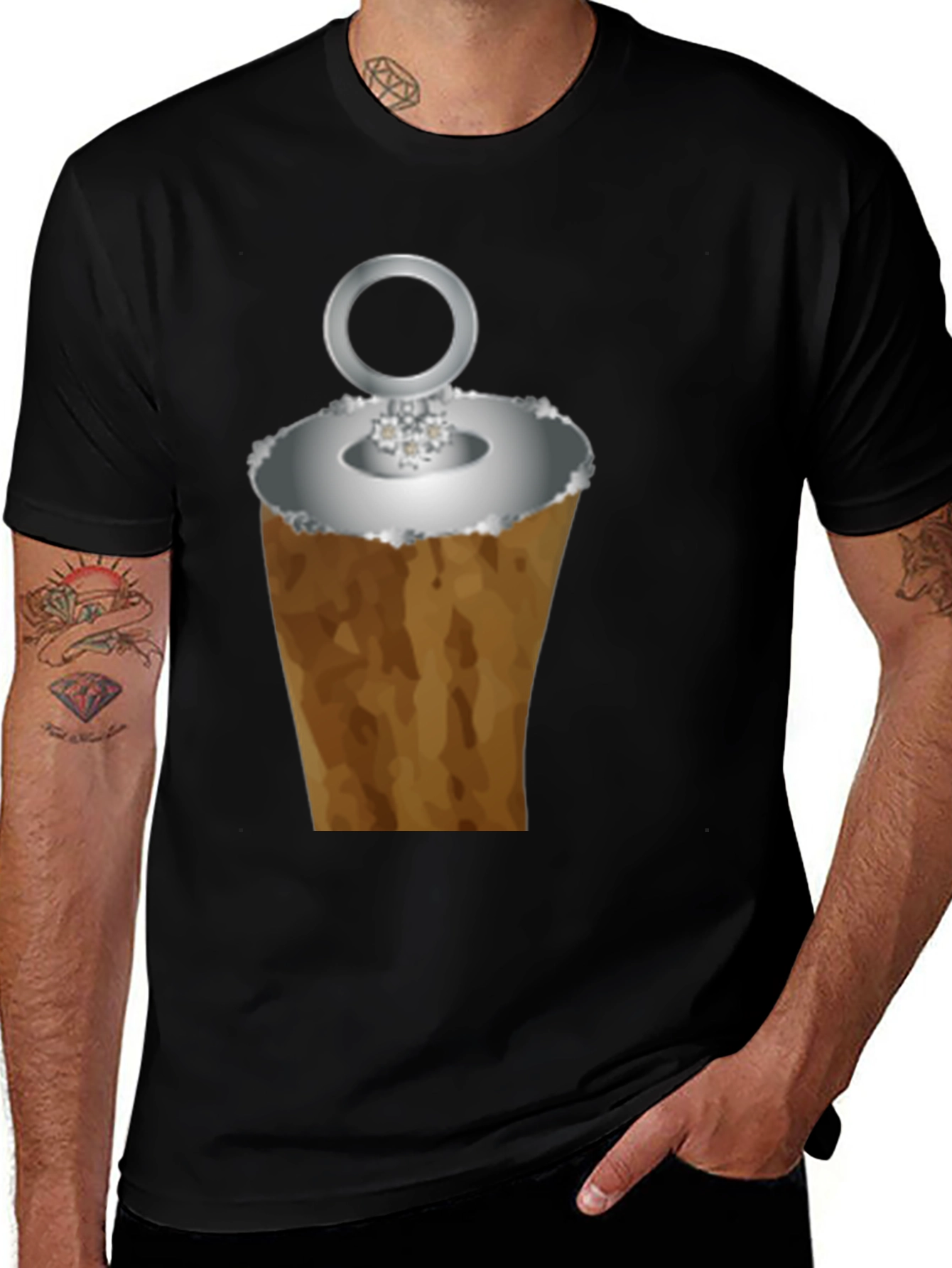 Funny Ice Cream Cone Ring Black T-Shirt