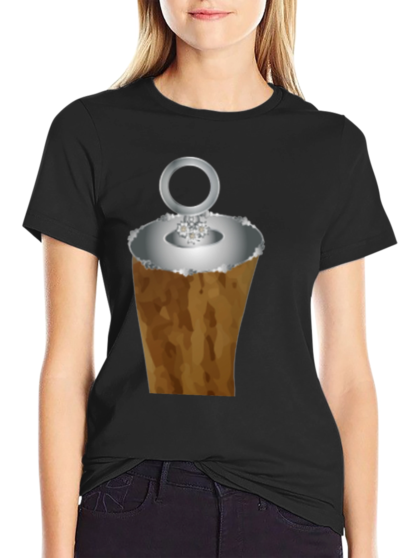 Funny Ice Cream Cone Ring Black T-Shirt