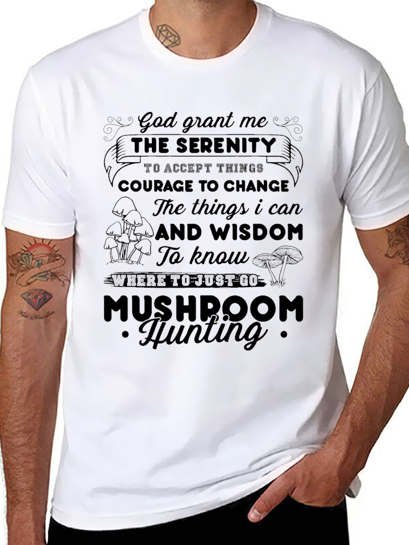 Mushroom Hunting Serenity Prayer T-Shirt