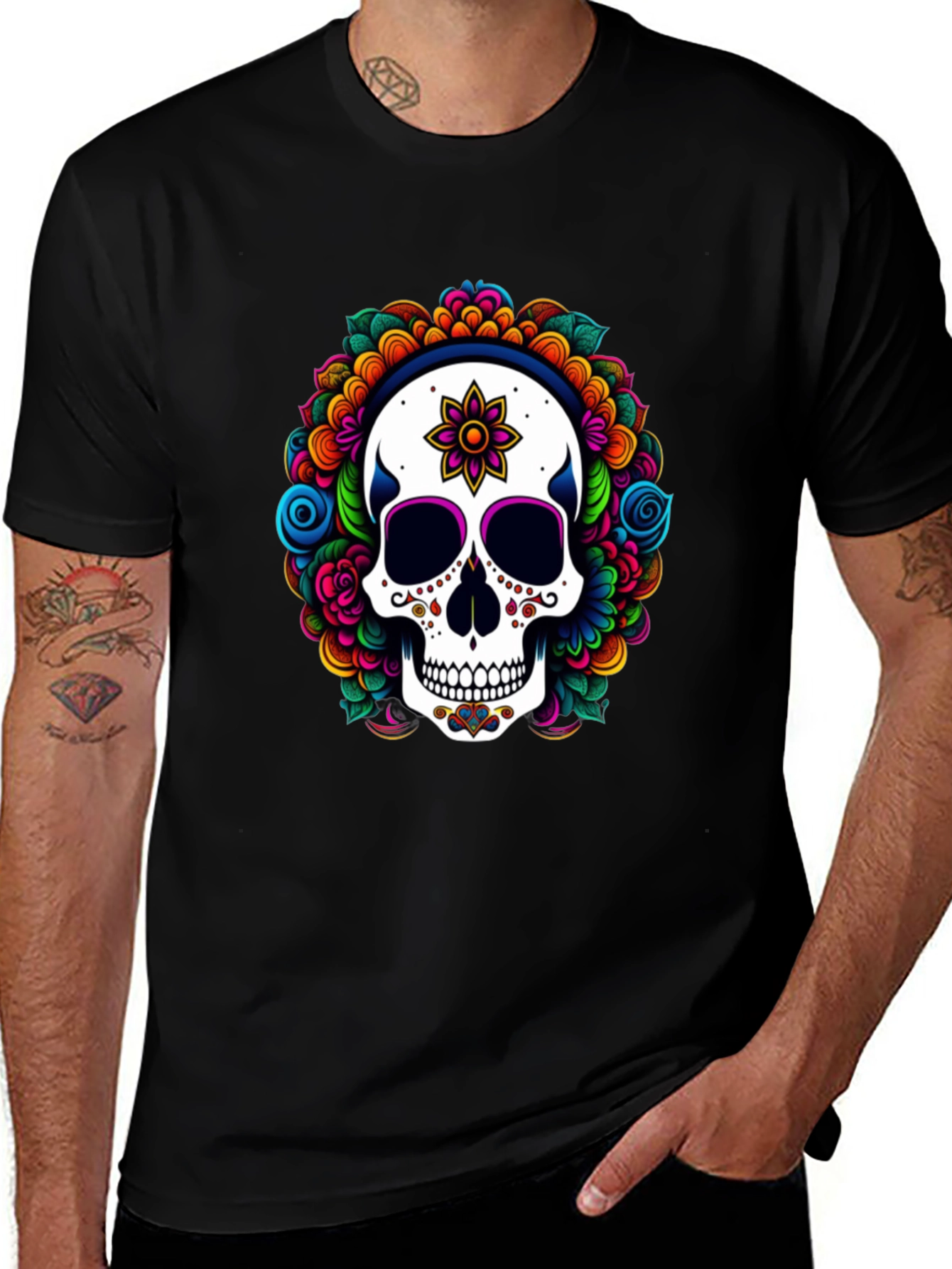 Sugar Skull Floral Graphic T-Shirt