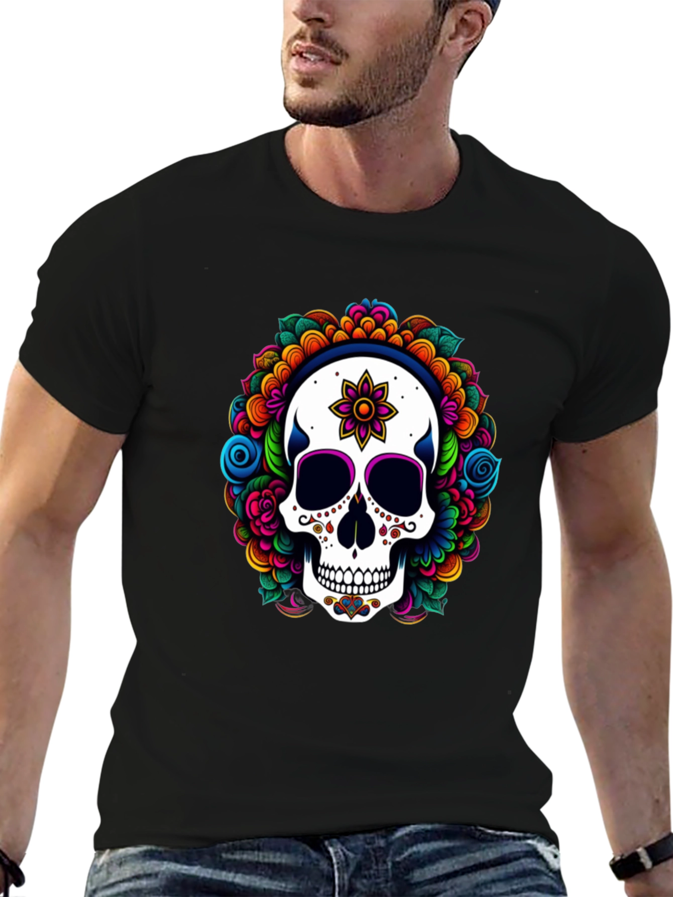 Sugar Skull Floral Graphic T-Shirt