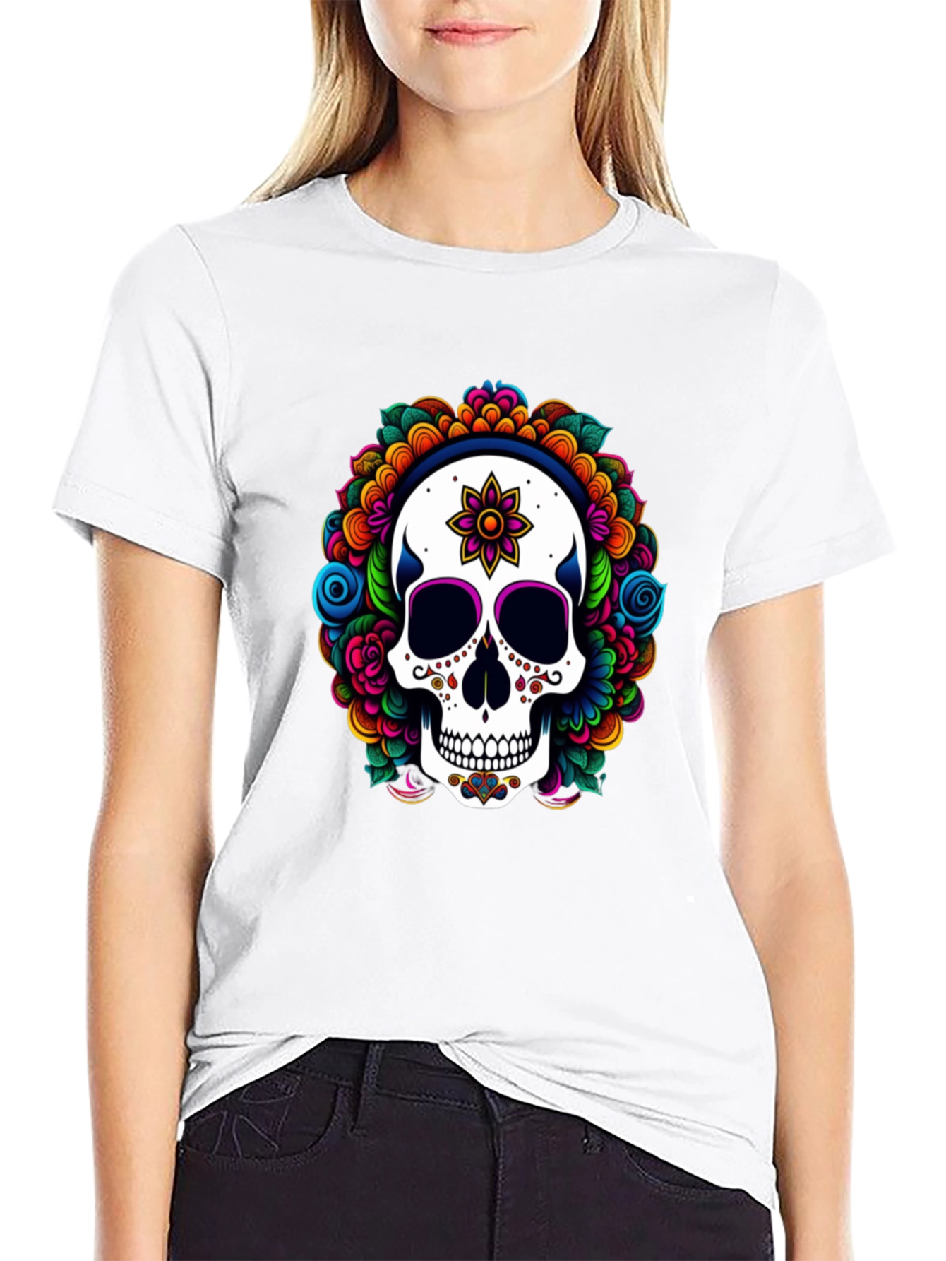 Sugar Skull Floral Graphic T-Shirt