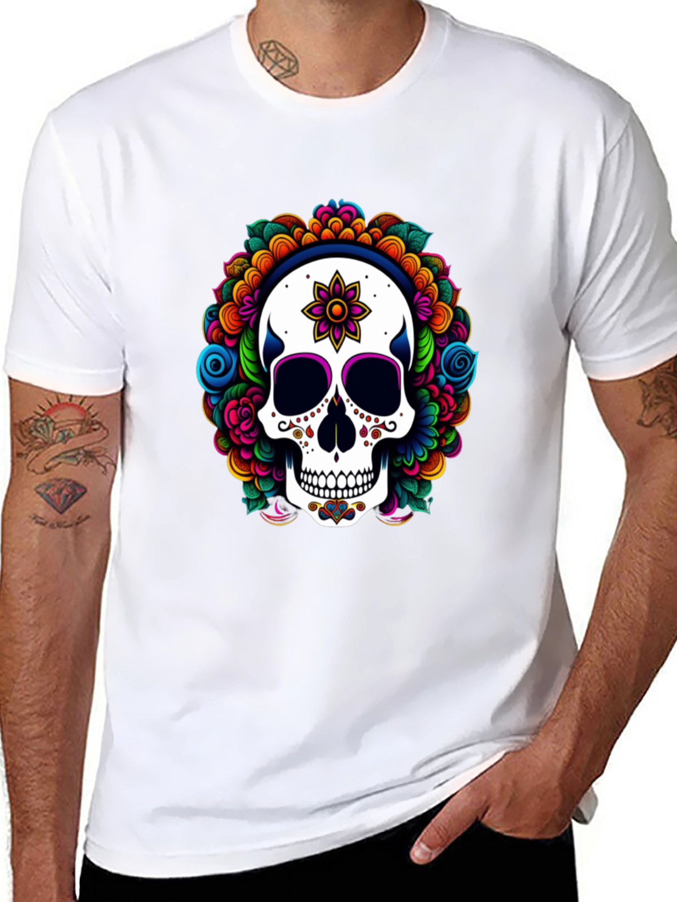 Sugar Skull Floral Graphic T-Shirt