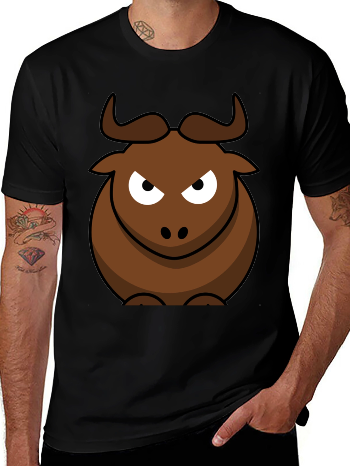 Funny Bull Graphic Tee - Mens Black T-Shirt