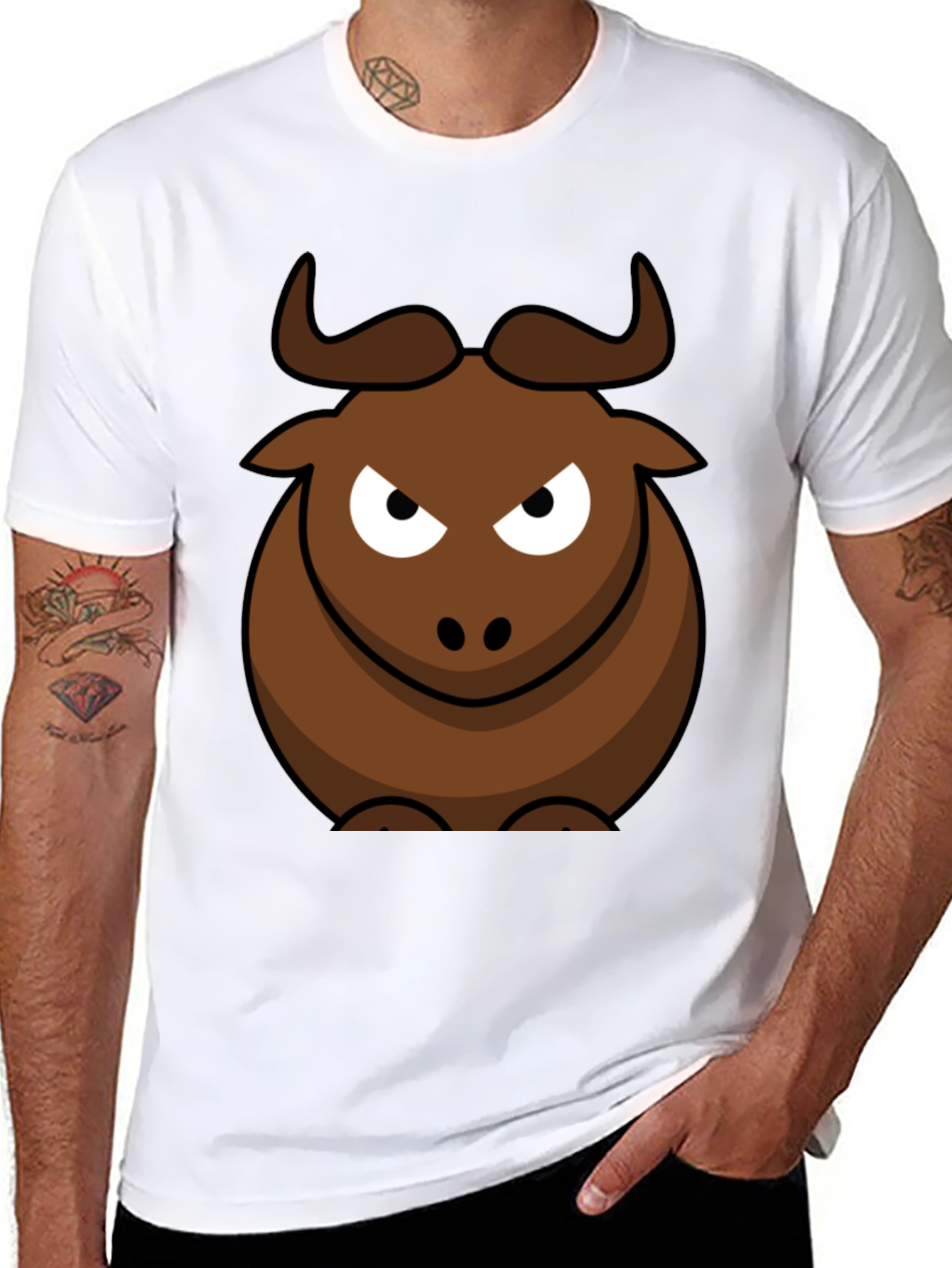 Funny Bull Graphic Tee - Mens Black T-Shirt