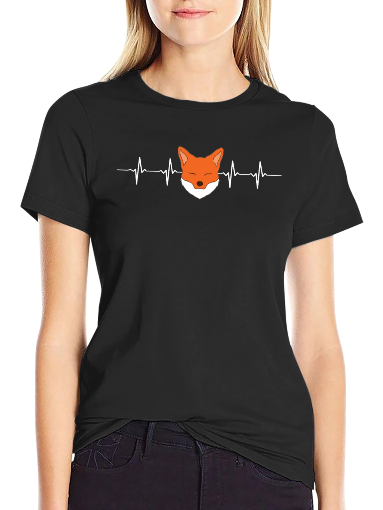 Fox Heartbeat Graphic Tee - Unisex Black T-Shirt