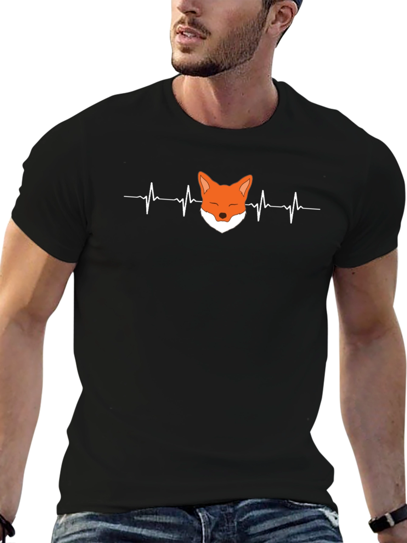 Fox Heartbeat Graphic Tee - Unisex Black T-Shirt