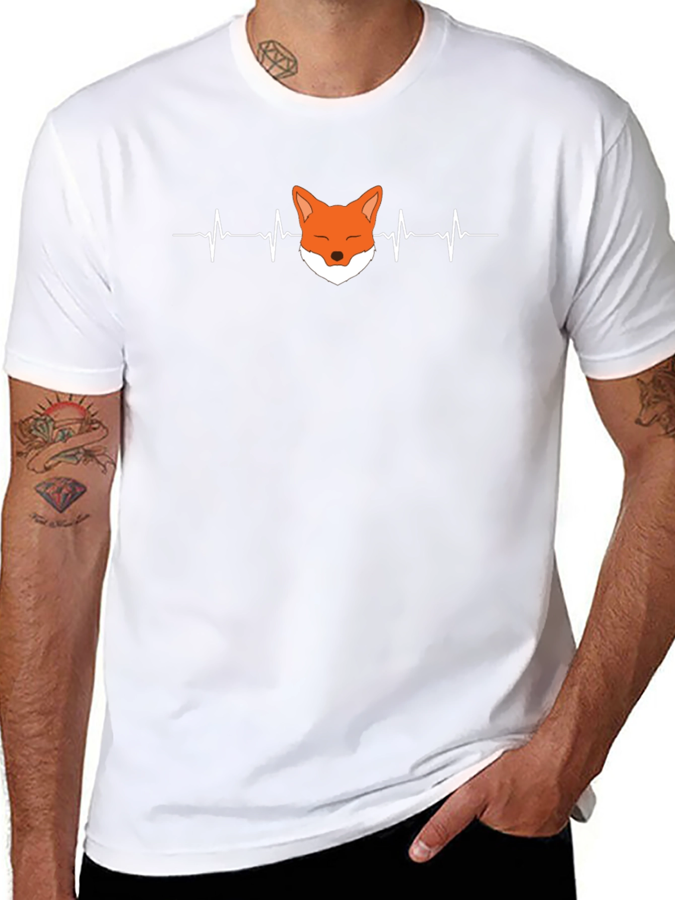 Fox Heartbeat Graphic Tee - Unisex Black T-Shirt