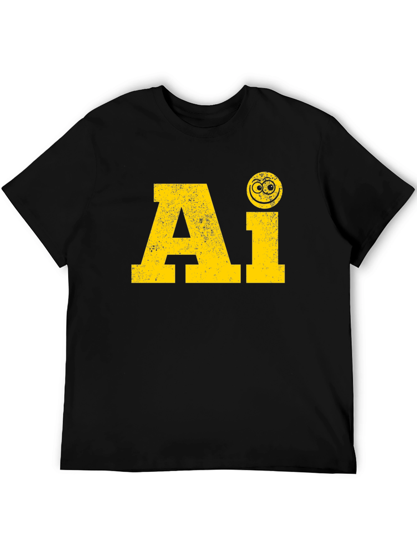 AI Smiley Face Black T-Shirt