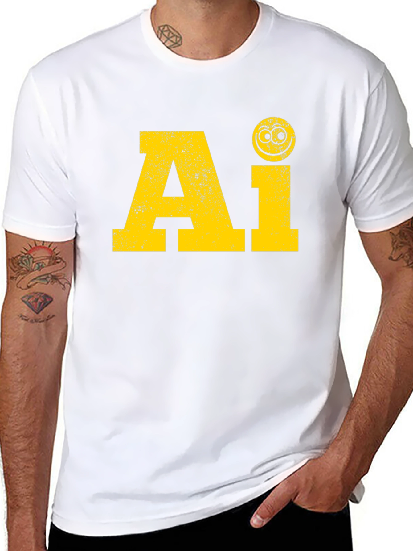 AI Smiley Face Black T-Shirt