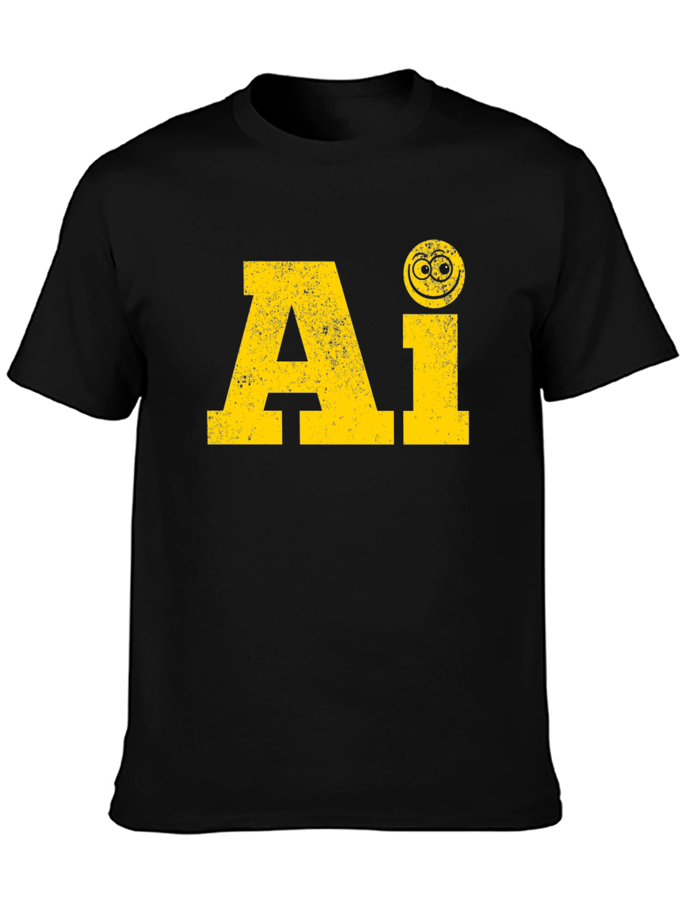 AI Smiley Face Black T-Shirt