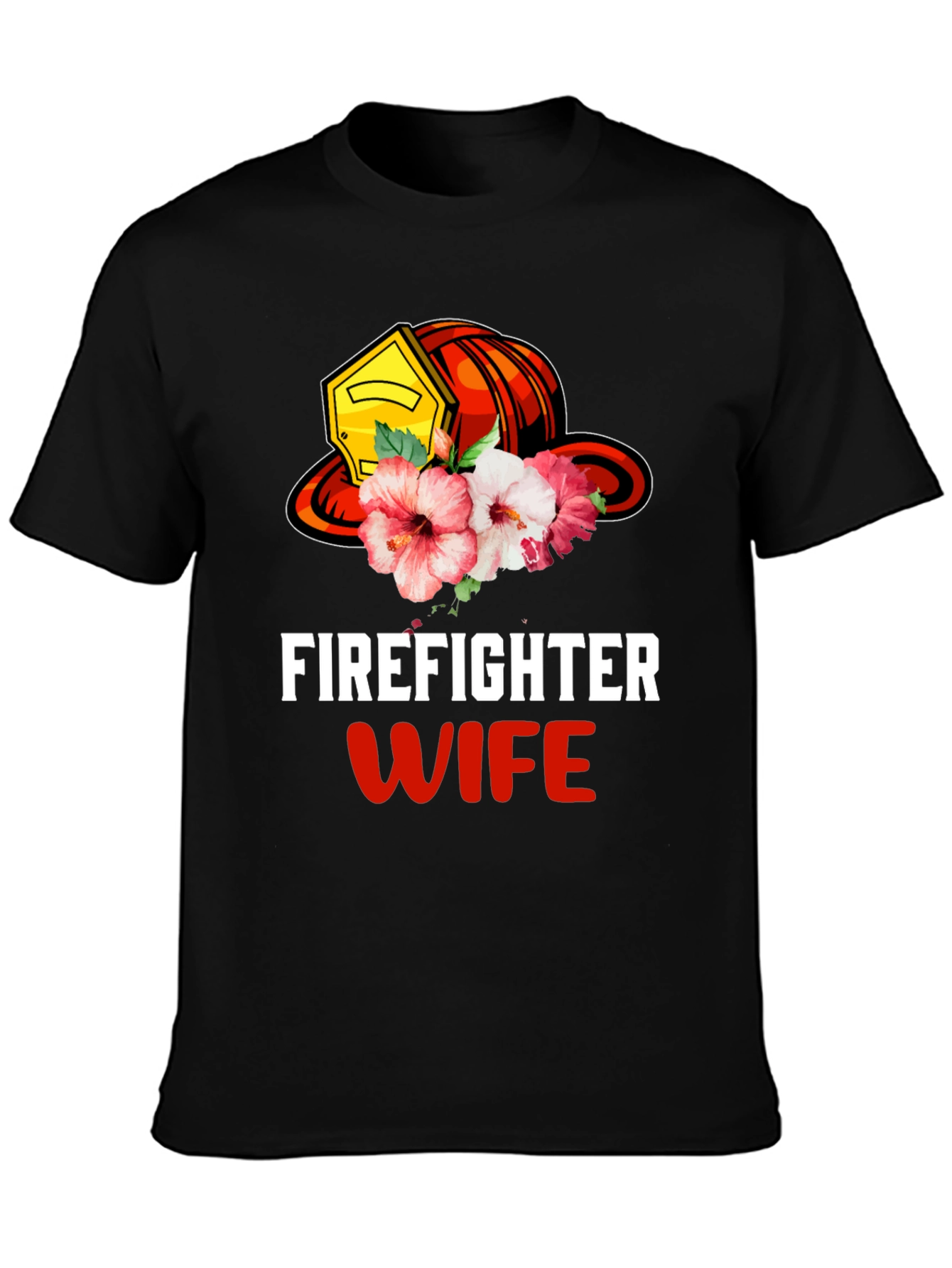 Firefighter Wife Floral Helmet Graphic Tee