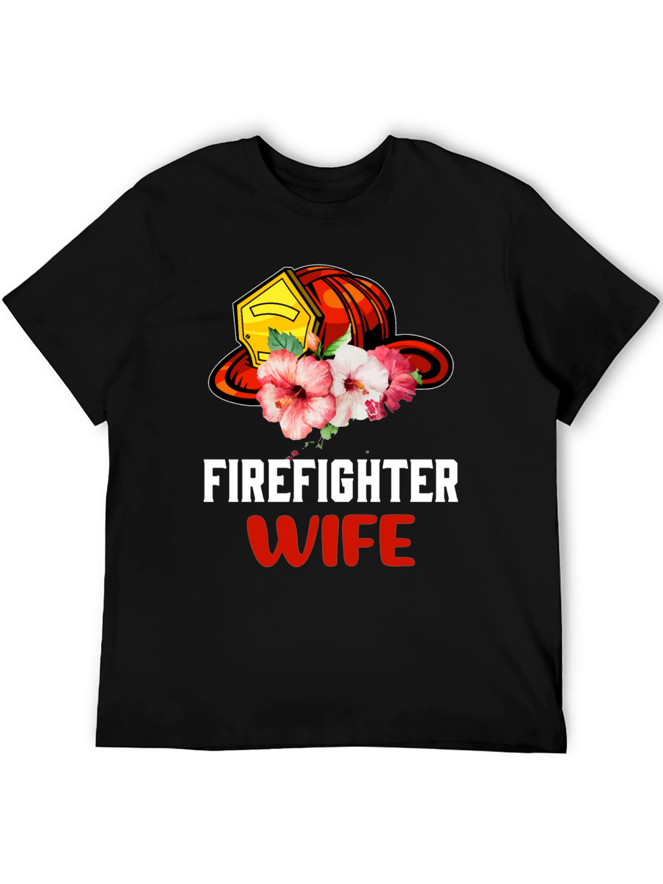 Firefighter Wife Floral Helmet Graphic Tee