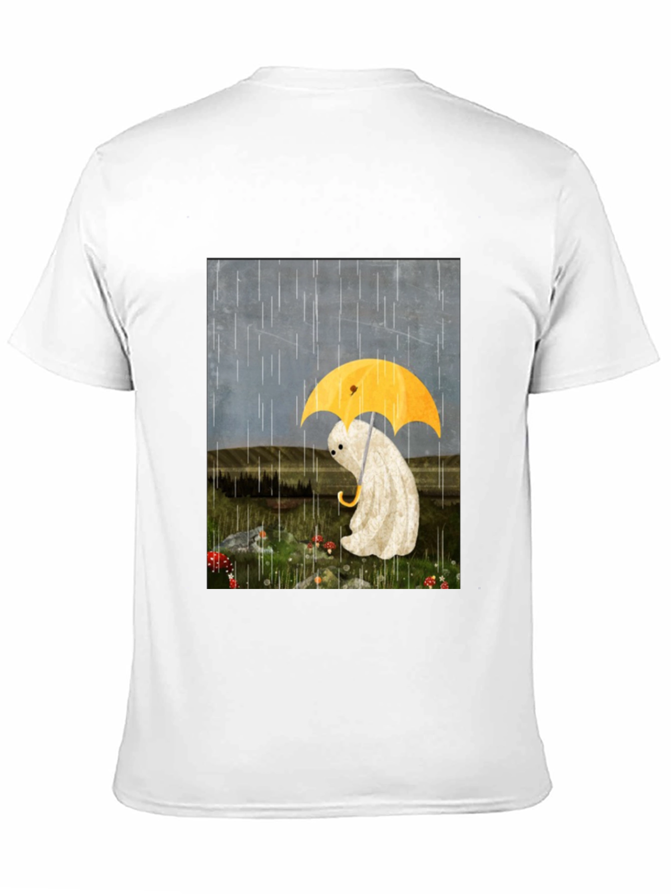 Sad Ghost Under Umbrella Graphic Tee