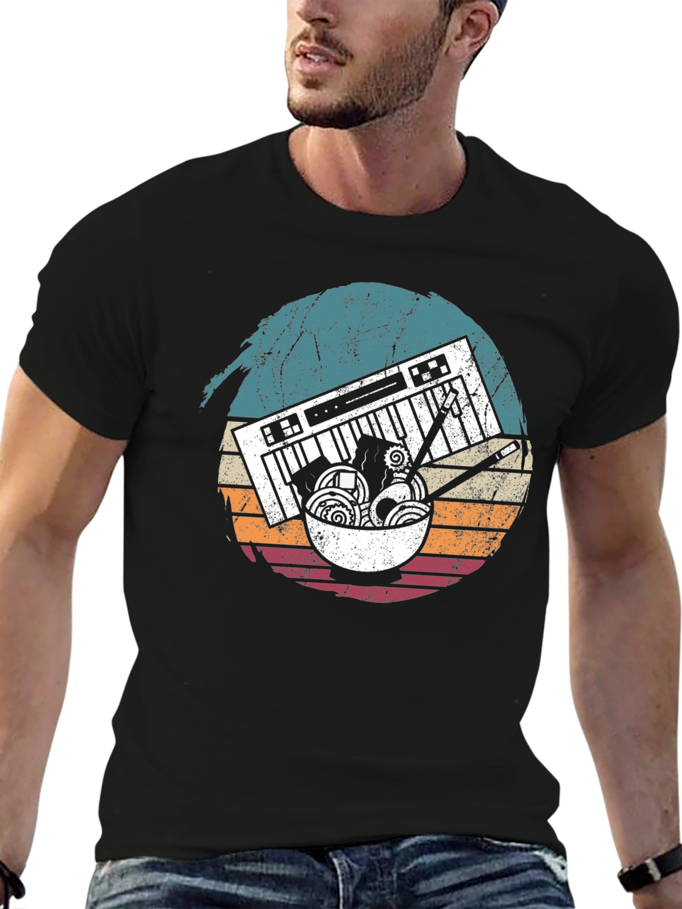 Keyboard Ramen Retro T-Shirt