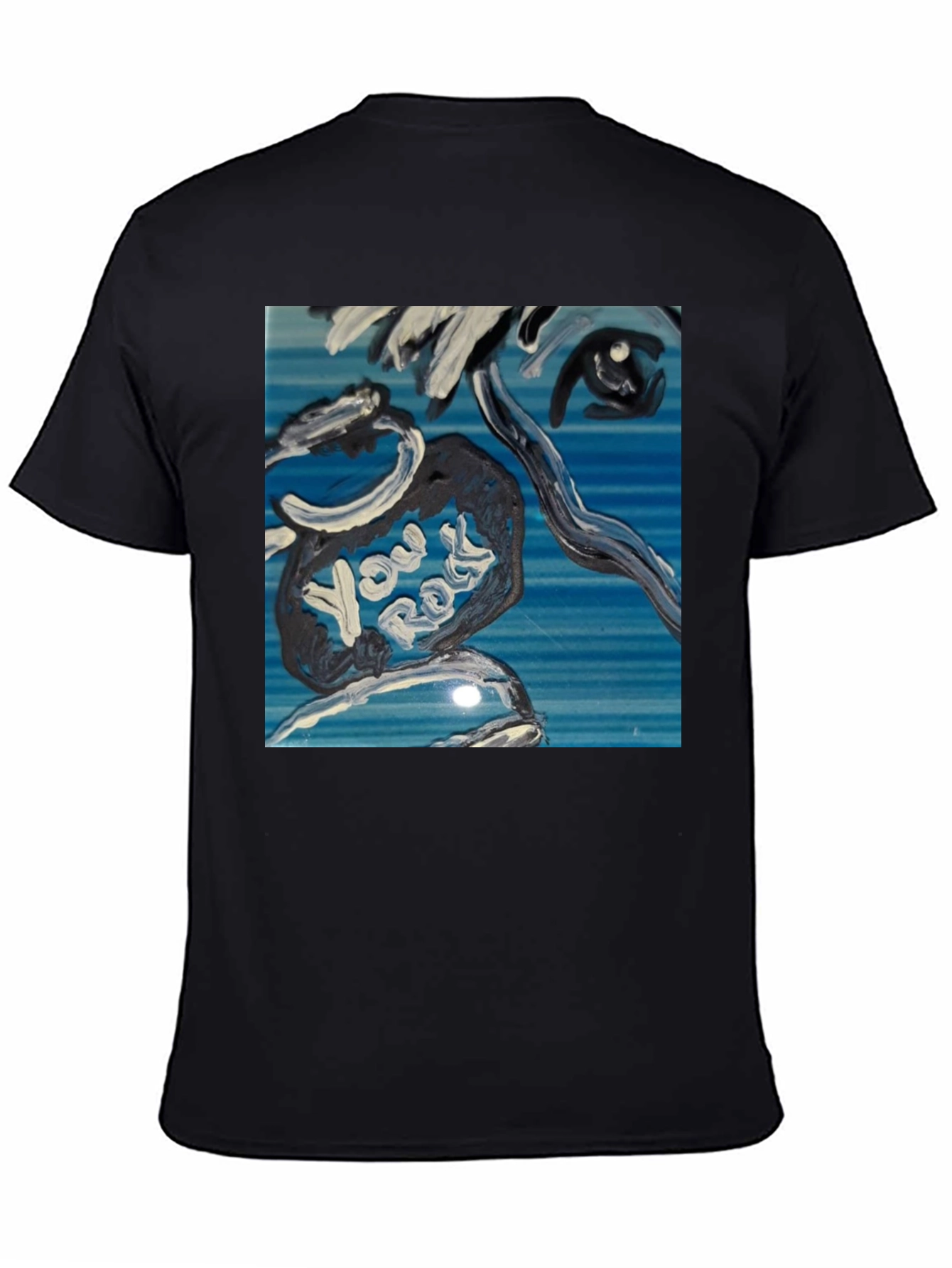 Abstract You Rock Graphic Black T-Shirt