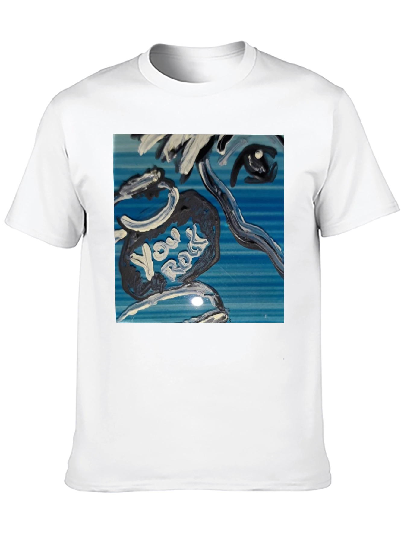 Abstract You Rock Graphic Black T-Shirt