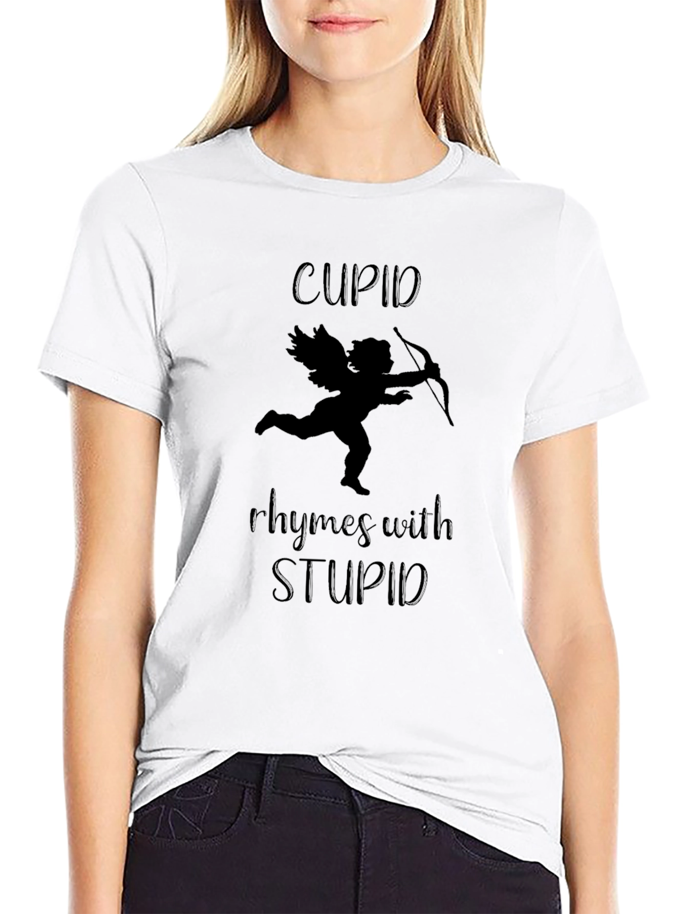 Cupid Rhymes With Stupid Valentines Day Graphic Tee