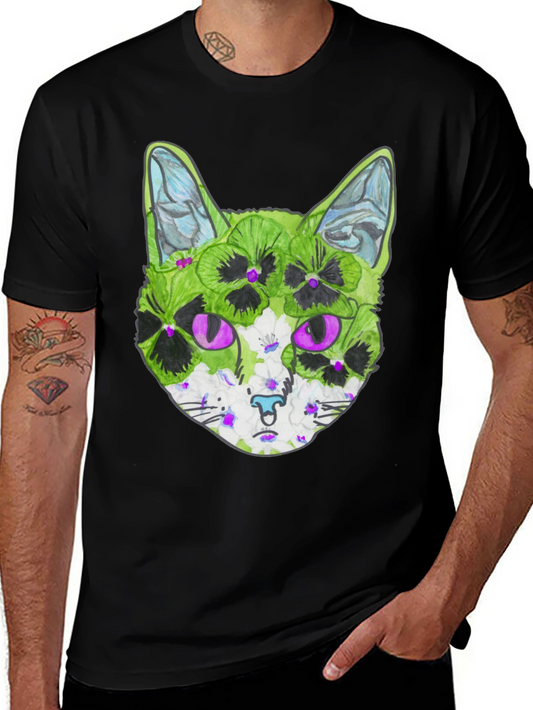 Floral Cat T-Shirt - Unique Graphic Tee