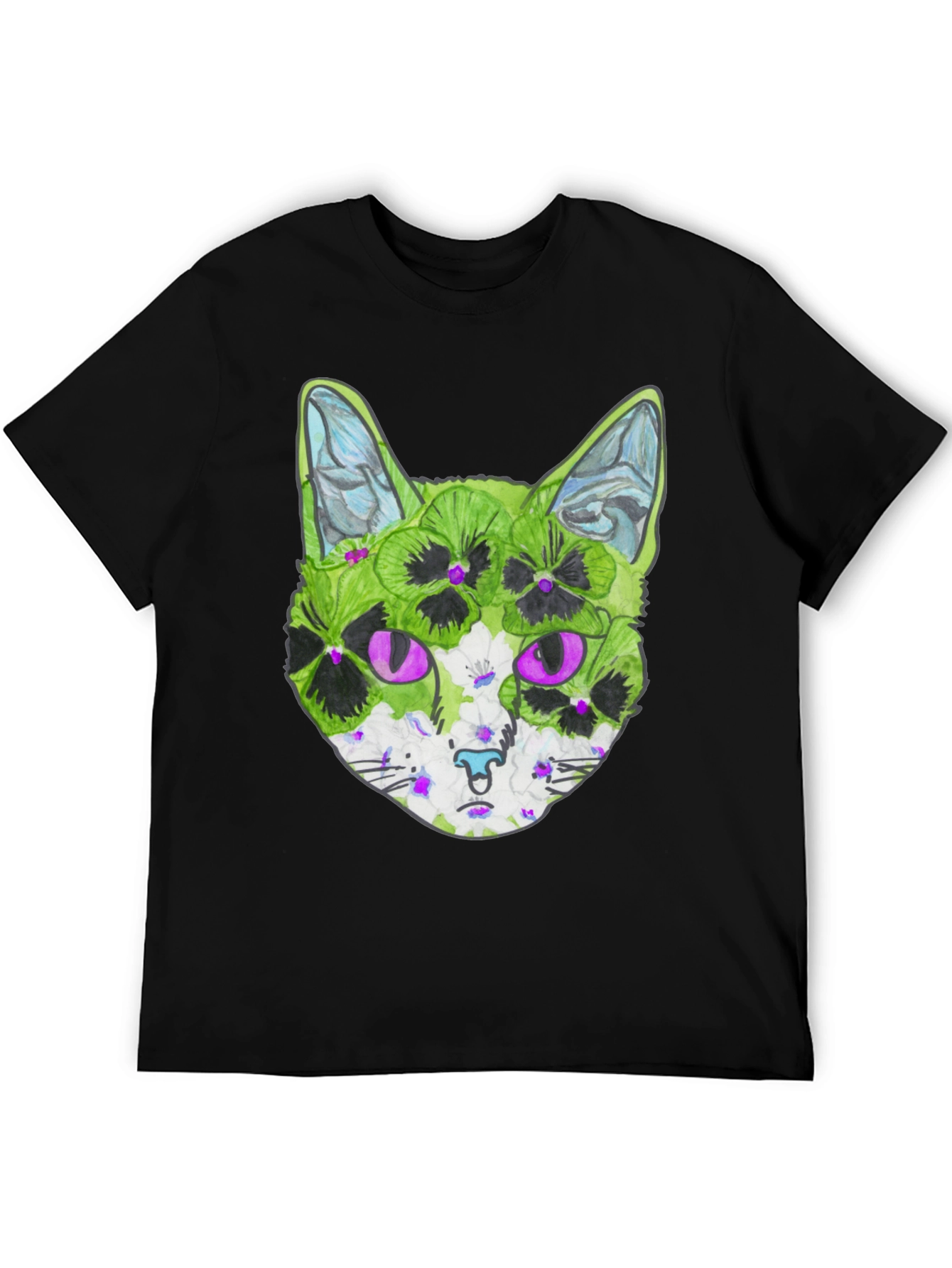Floral Cat T-Shirt - Unique Graphic Tee