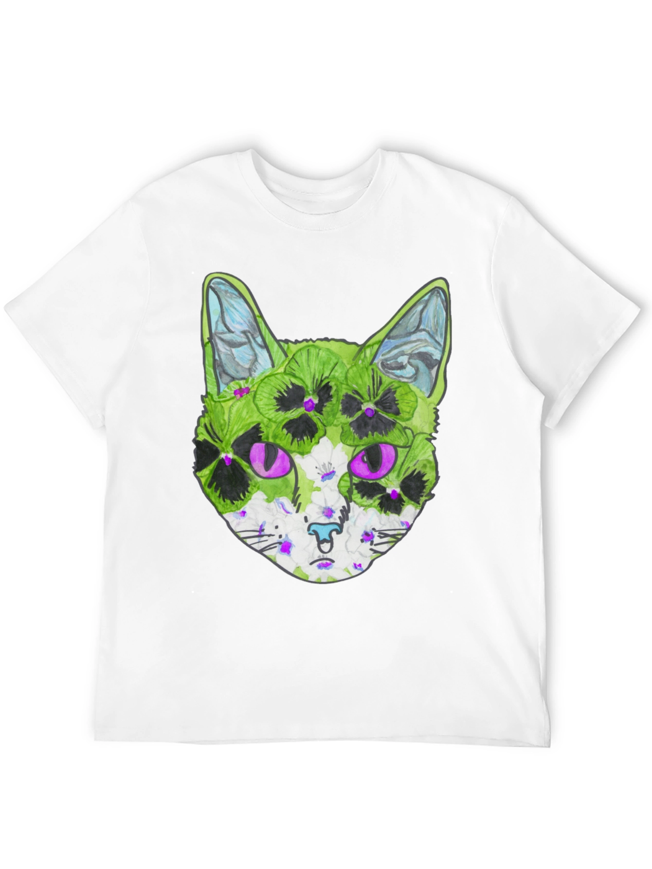 Floral Cat T-Shirt - Unique Graphic Tee