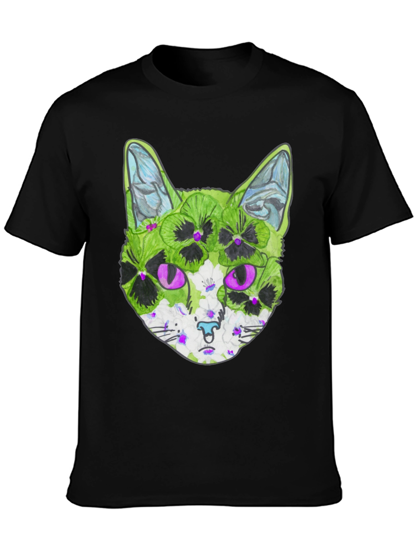 Floral Cat T-Shirt - Unique Graphic Tee