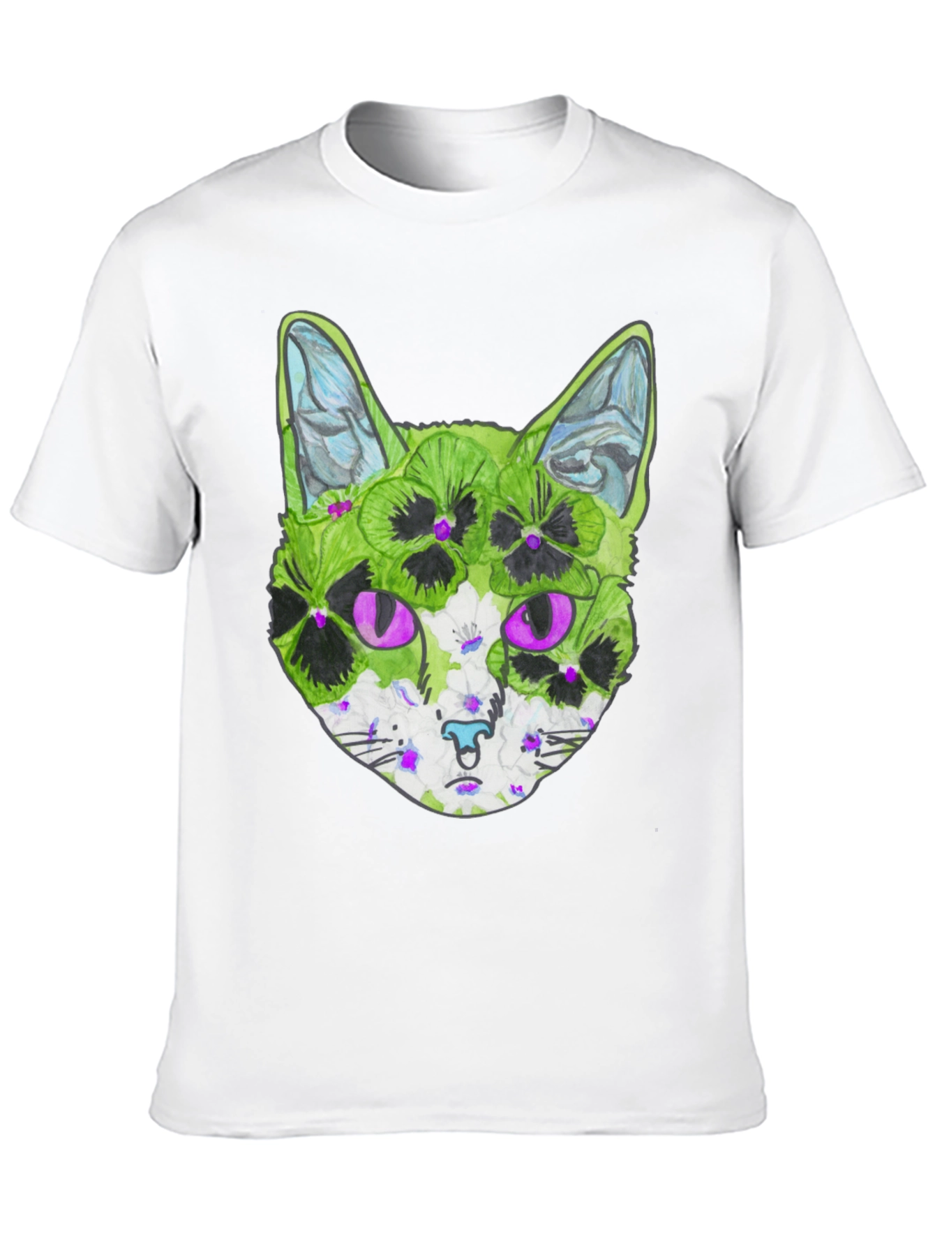 Floral Cat T-Shirt - Unique Graphic Tee