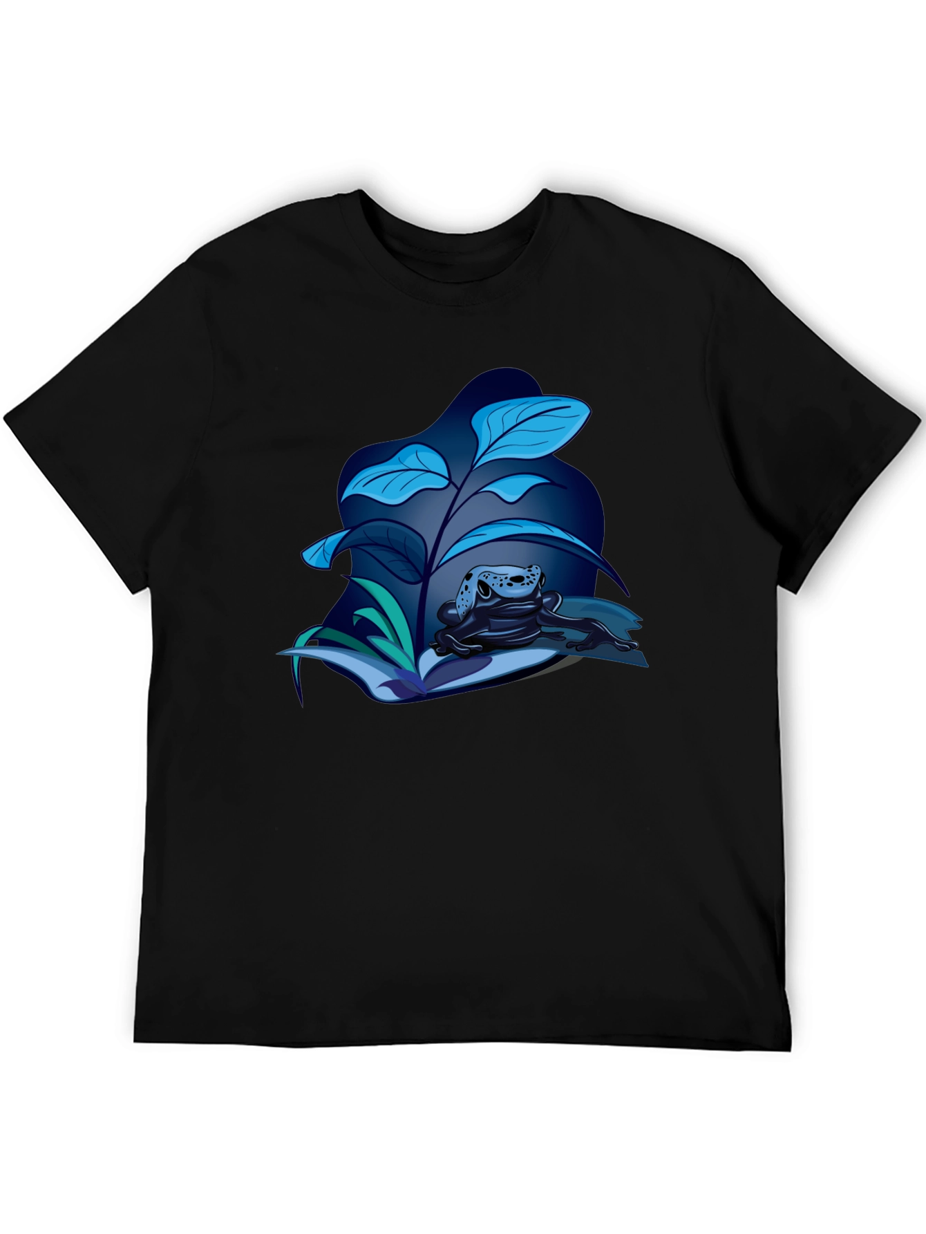 Frog and Foliage Graphic Tee - Stylish Black T-Shirt