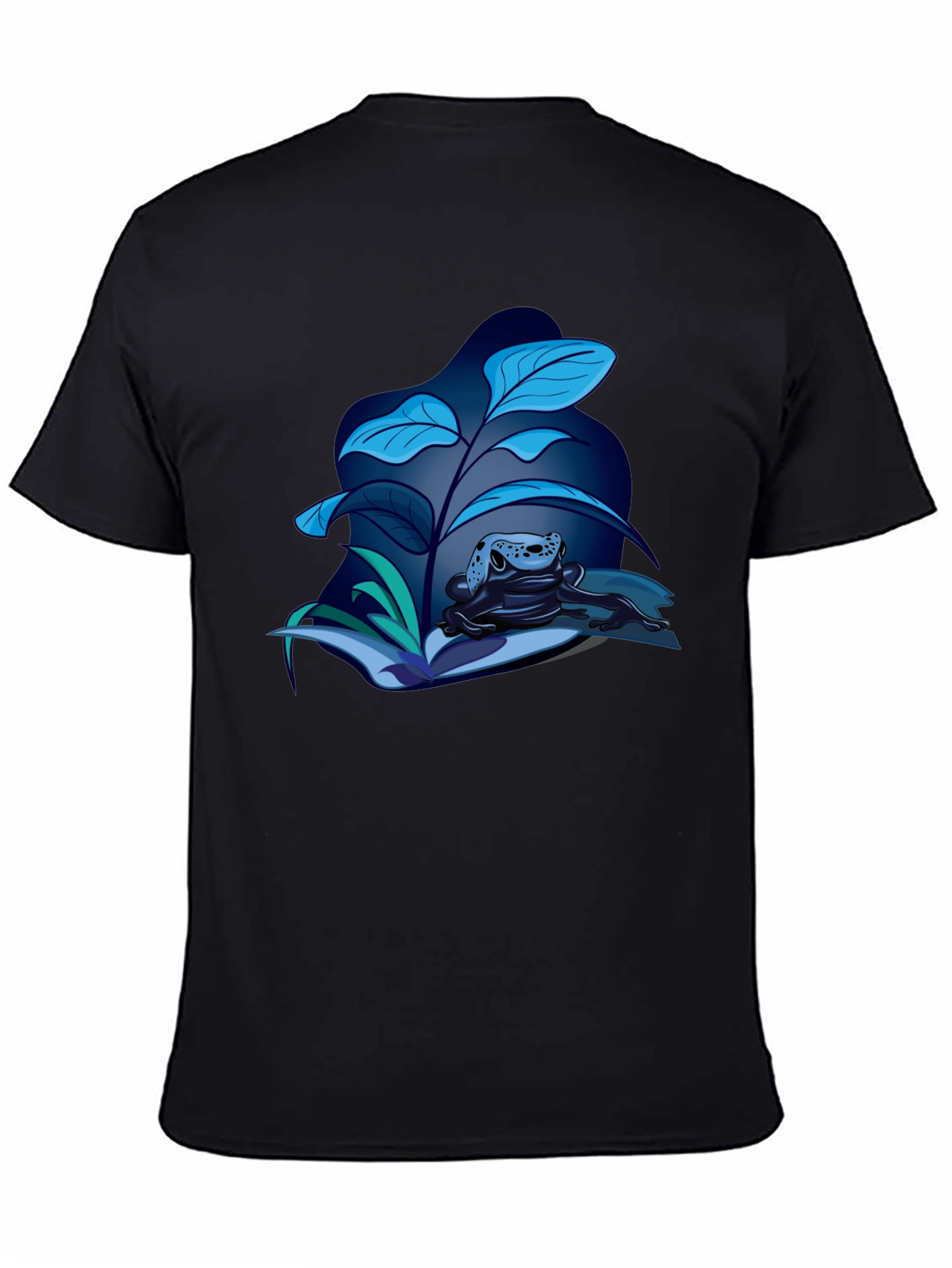 Frog and Foliage Graphic Tee - Stylish Black T-Shirt
