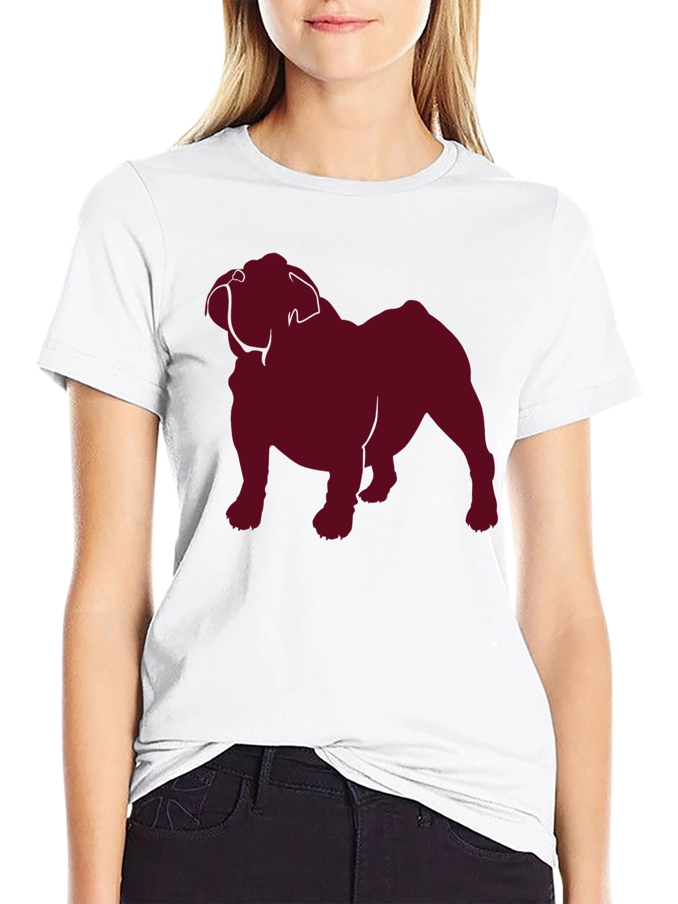 Bulldog Silhouette Graphic Tee - Black Cotton T-Shirt