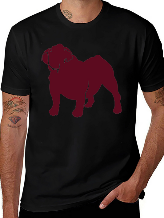 Bulldog Silhouette Graphic Tee - Black Cotton T-Shirt